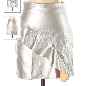 Mossimo Silver Metalic Skirt with Ruffle Sz 12